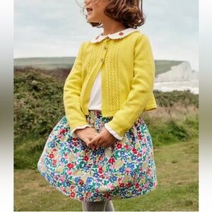 Mini Boden Floral Multi Color Print Corduroy Elastic Waist Skirt Size 11-12Y